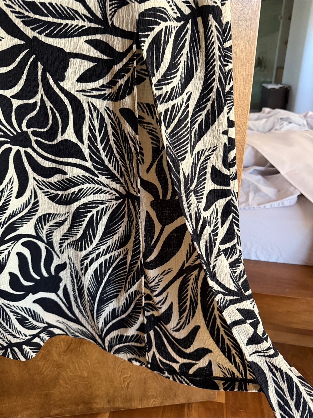 Black & Cream Leaf-Print Tank Dress - Picture 3 of 5